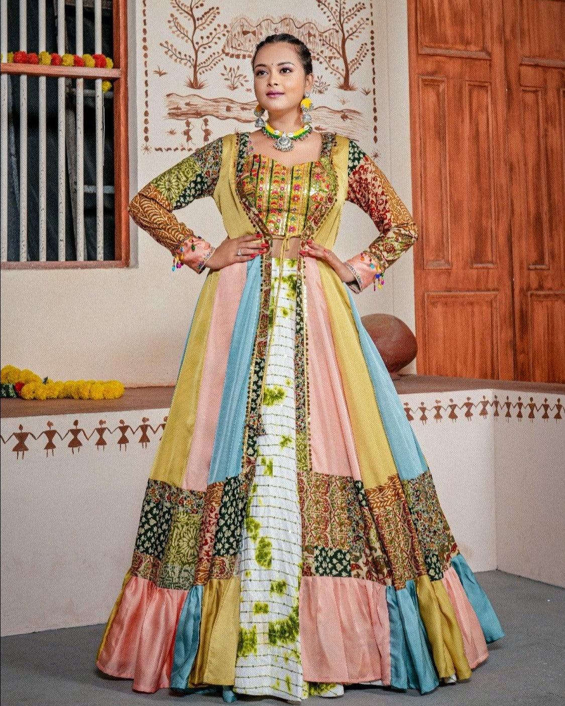 Stunning Multicolored Traditional Indo-Western Set