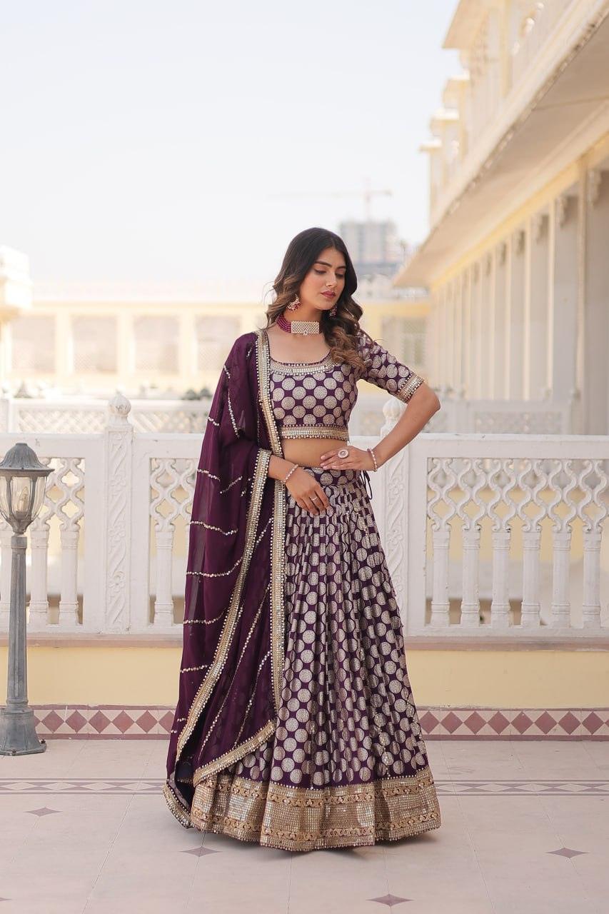 Stunning Red Lehenga Choli with Embellished Dupatta