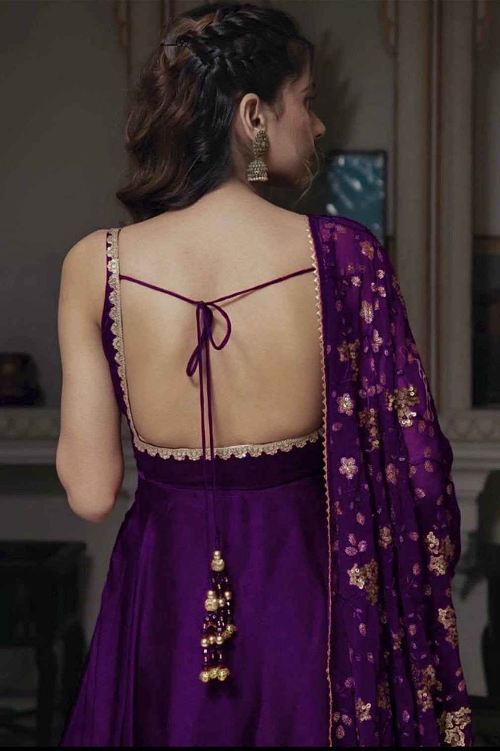 Stunning Violet Faux Georgette Anarkali Suit