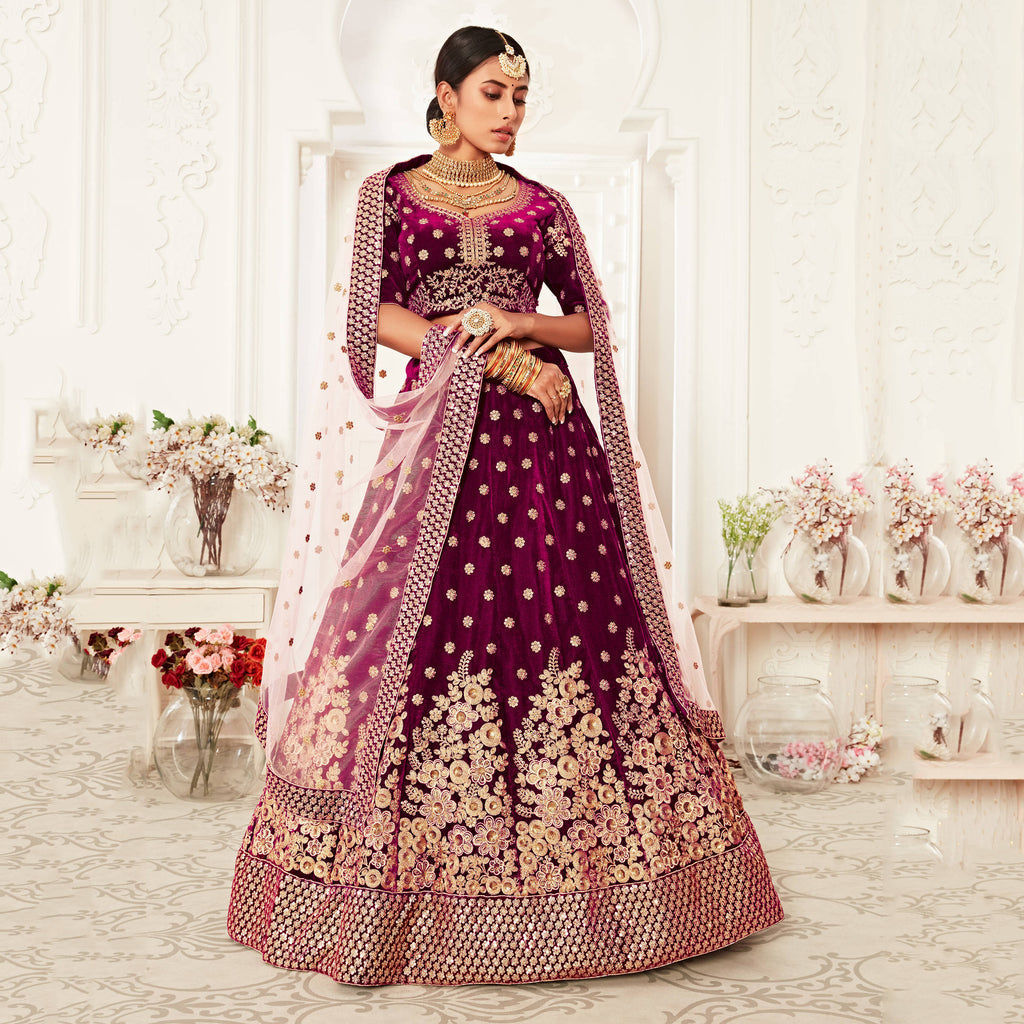 Stylish light purple bridal lehenga