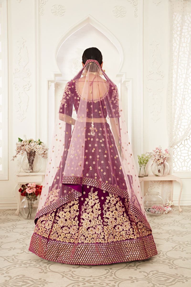 Stylish light purple bridal lehenga