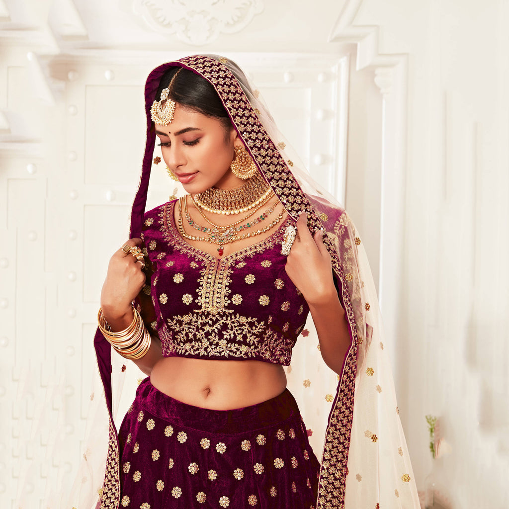 Stylish light purple bridal lehenga