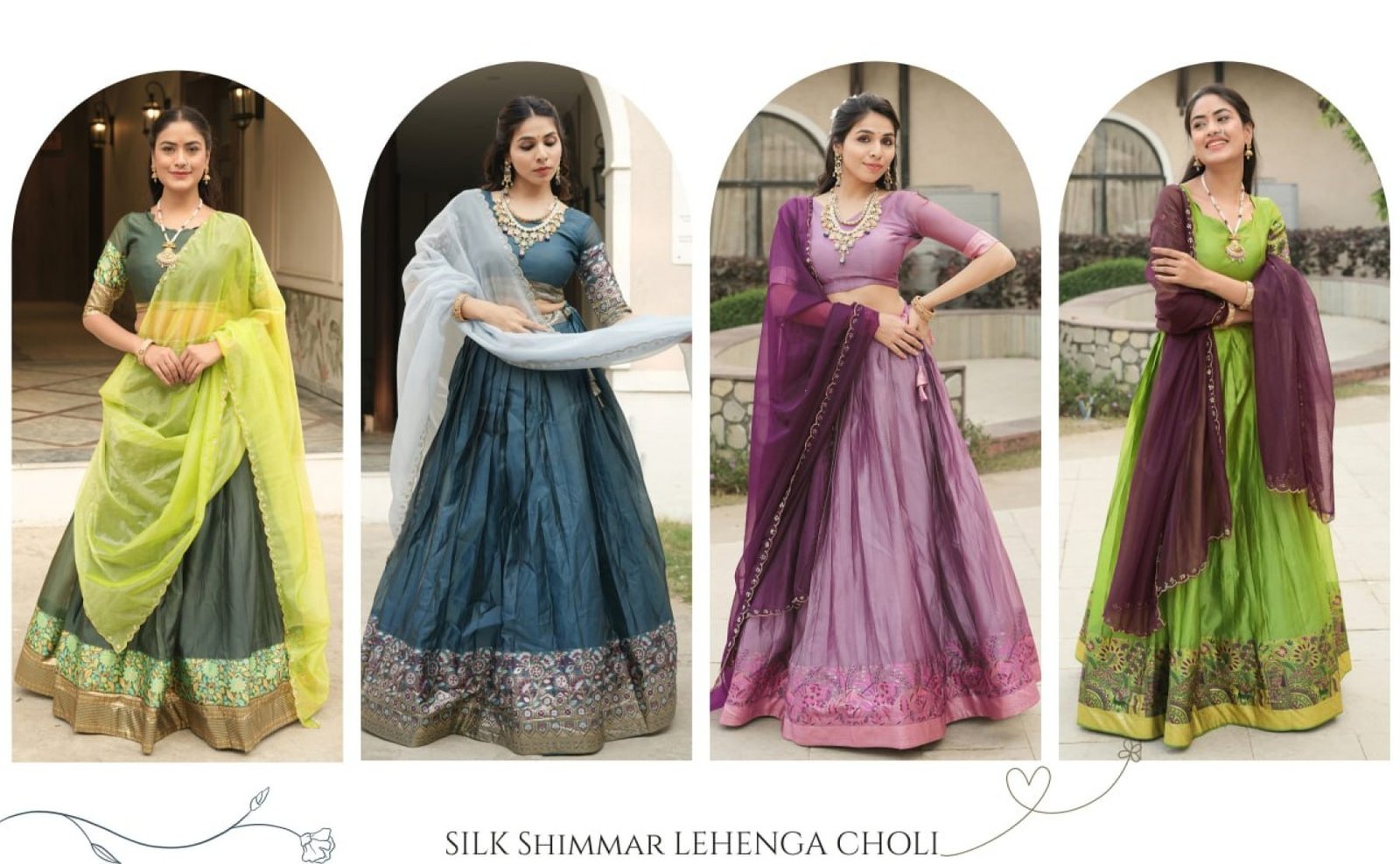 Silk Lehenga with Weaving Border and Zari Work for Bridal Functions