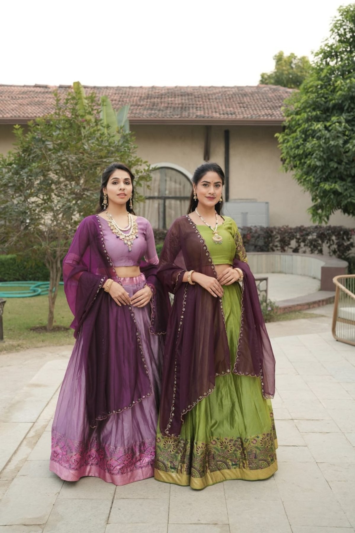 Silk Lehenga with Weaving Border and Zari Work for Bridal Functions
