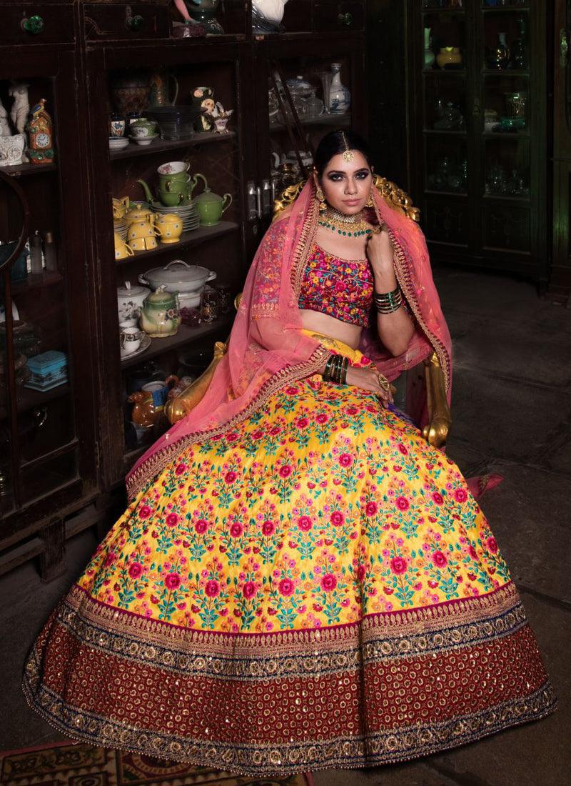 Stylish Yellow Color Designer Heavy Embroidered Lehenga Choli