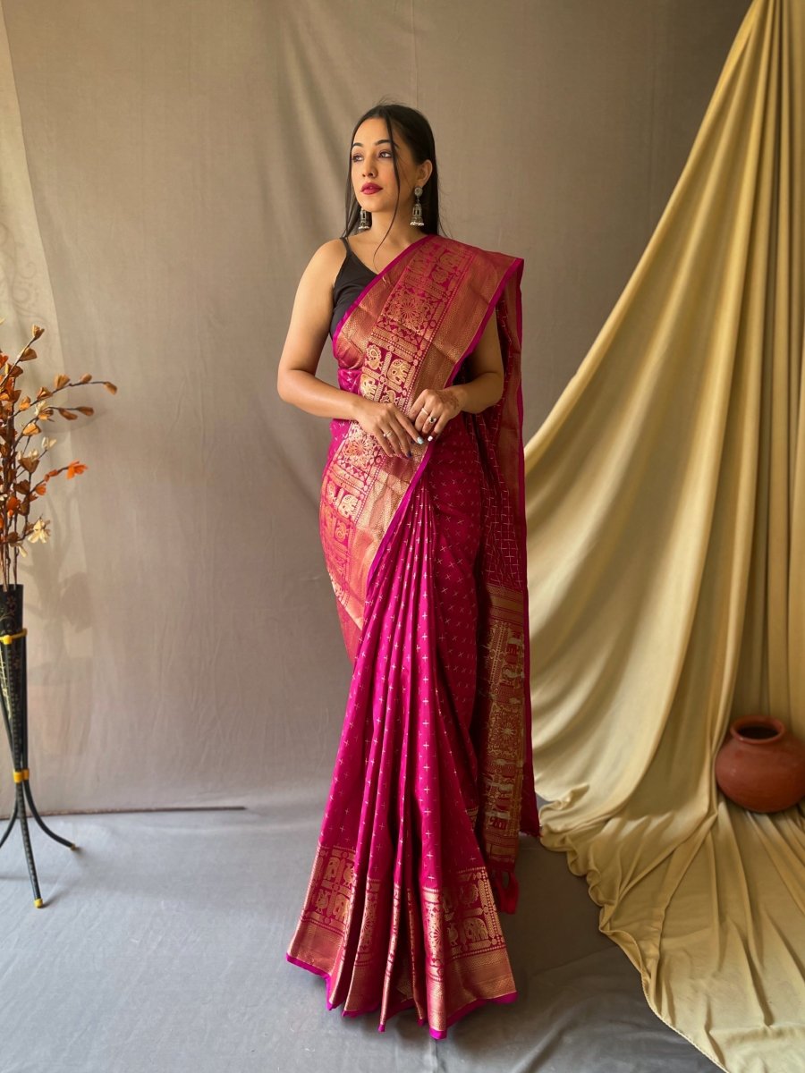 Pink Saree in Soft Silk for Women