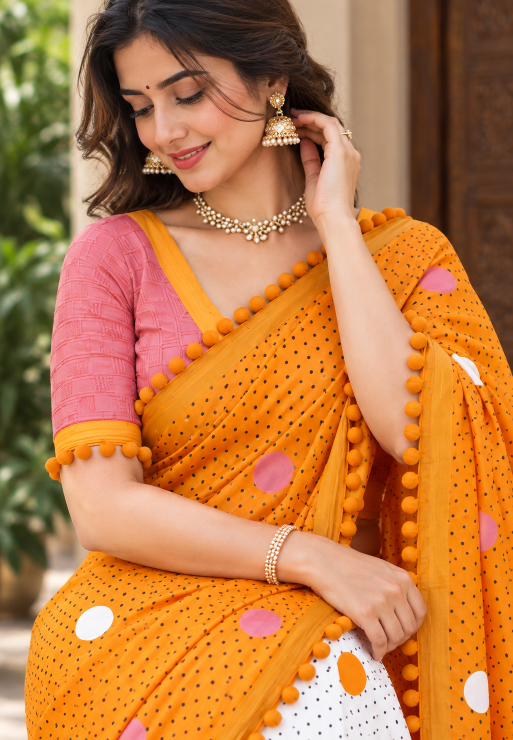 Sunlit Marigold Yellow Mul Cotton Saree