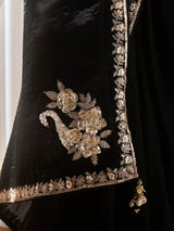 Sweet Black Border Work Organza Event Wear Saree With Blouse
