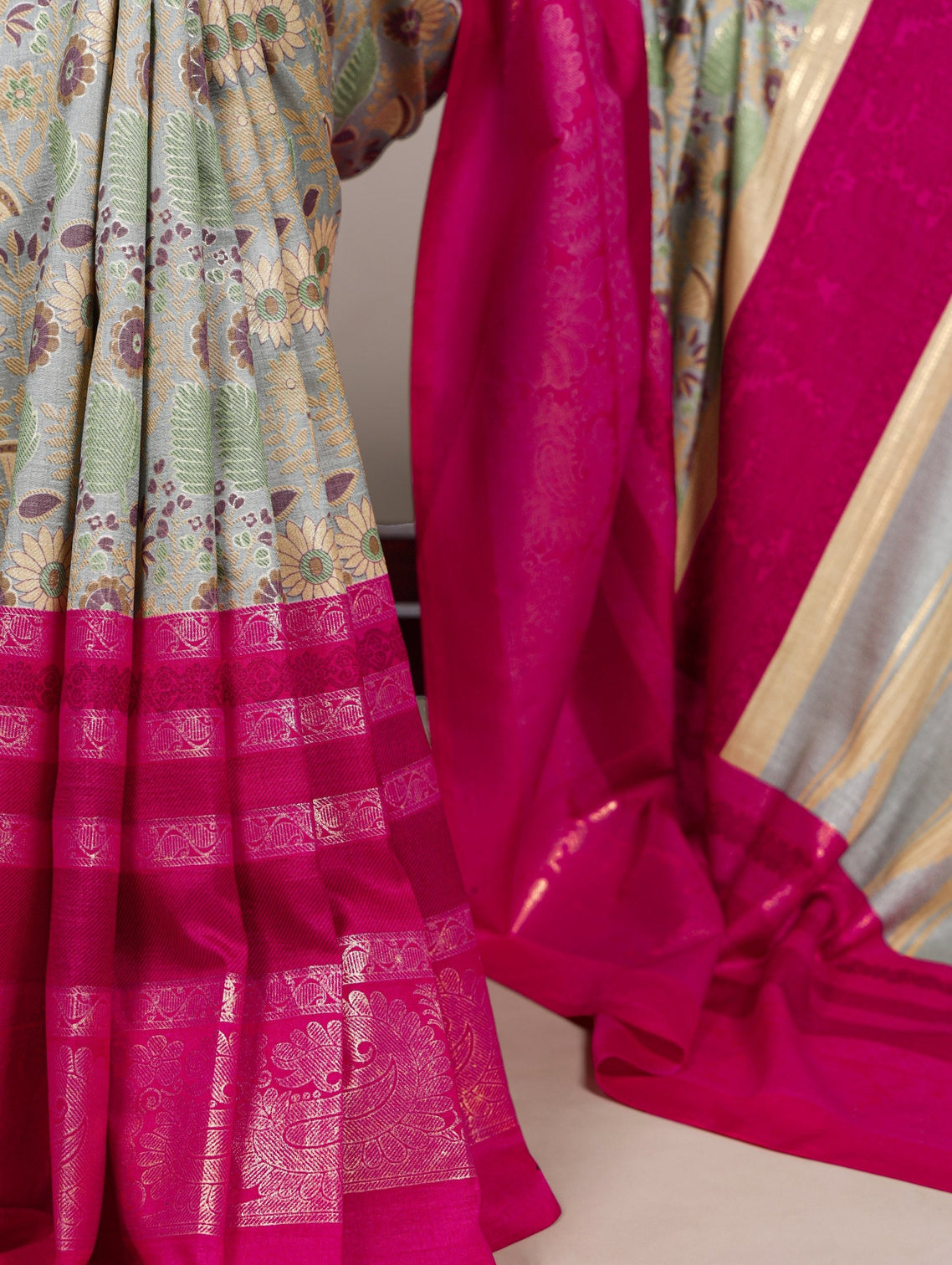 Tasar Silk Floral Printed Saree