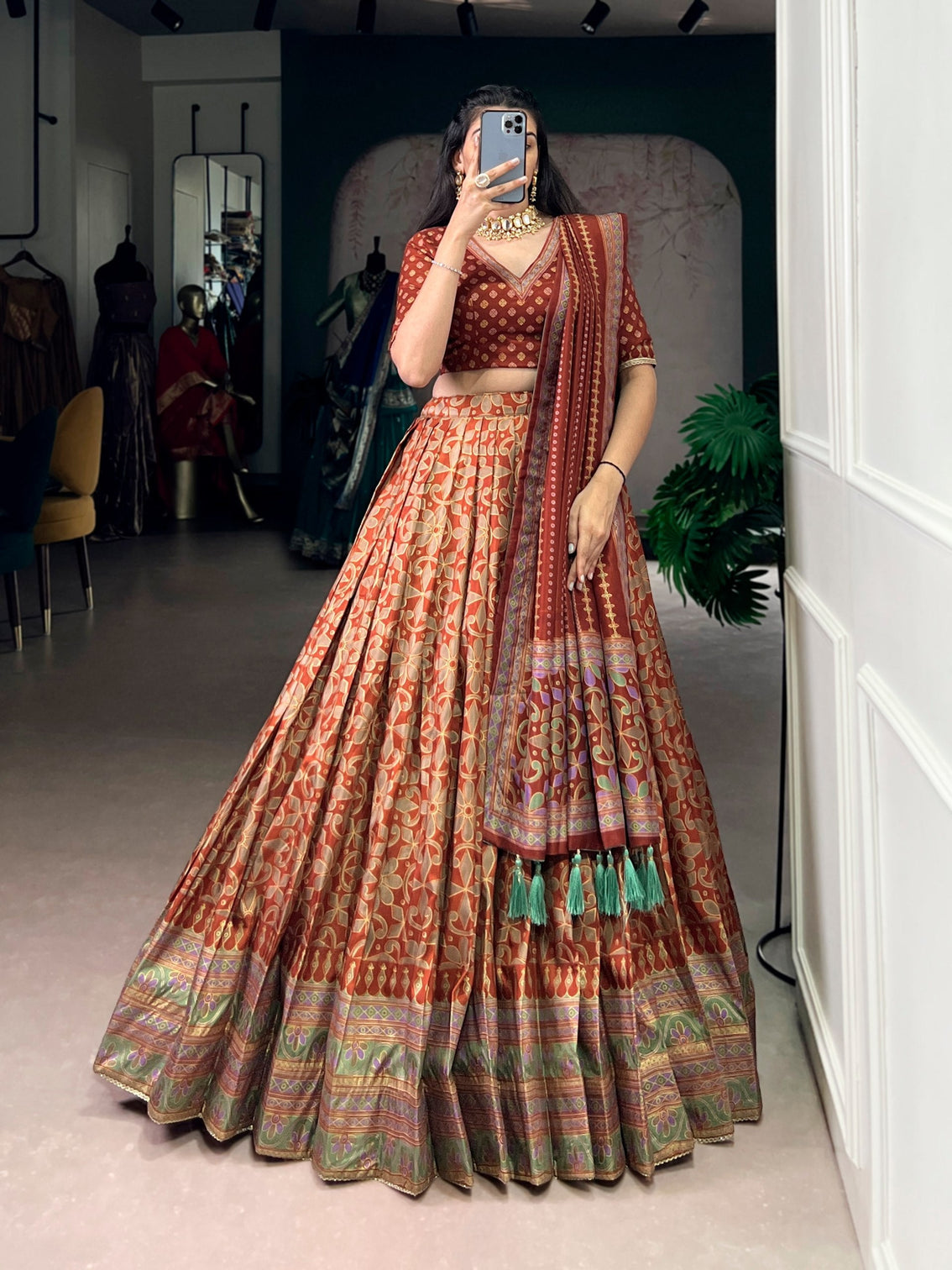 Tasar Silk Sparkle Lehenga Set