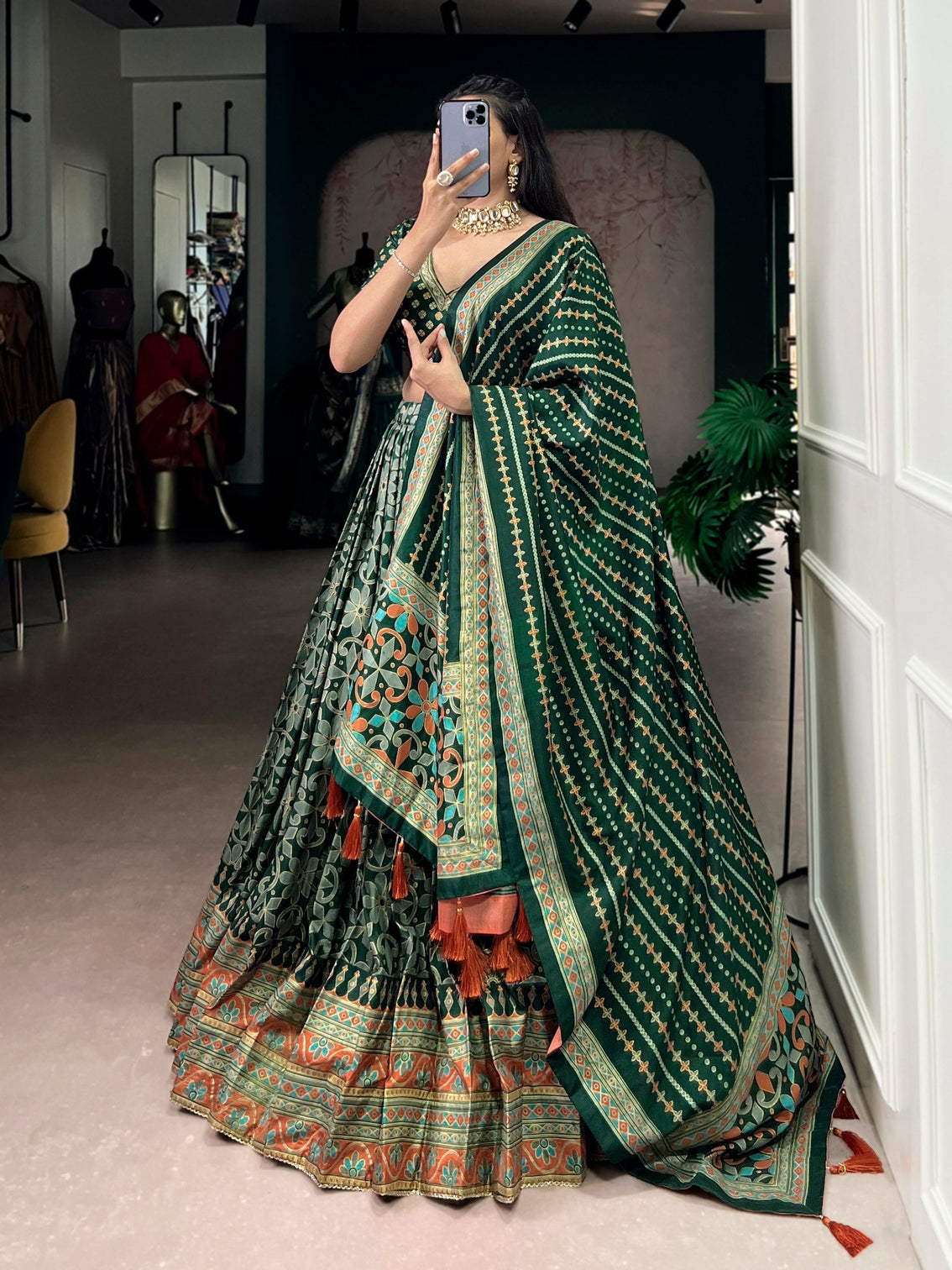 Tasar Silk Sparkle Lehenga Set
