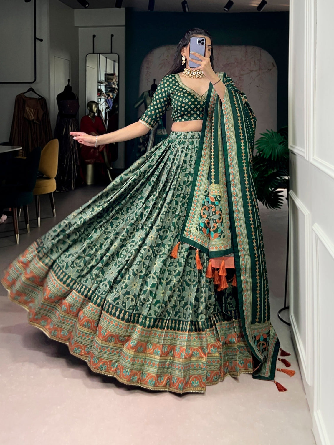Tasar Silk Sparkle Lehenga Set