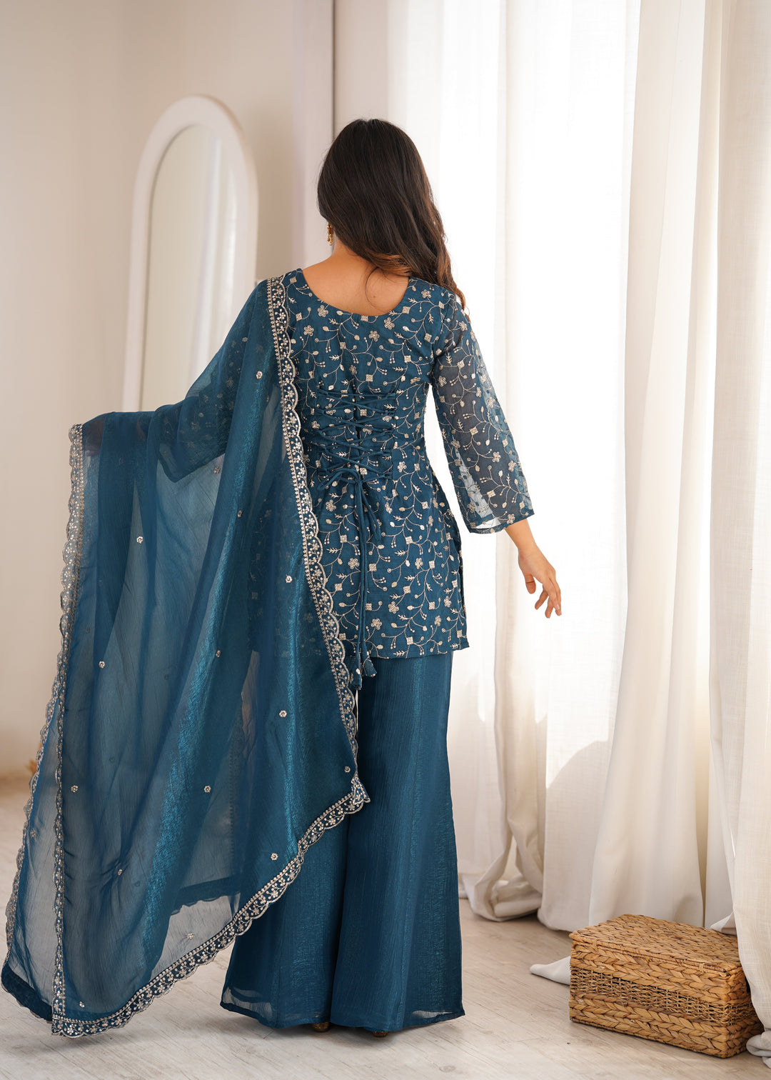 Teal Blue Designer Fancy Kurta Set