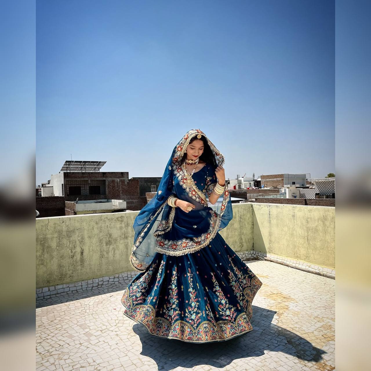 Teal Blue Elegant Faux Georgette Lehenga Choli Set with Thread & Sequin Work – Includes Dupatta
