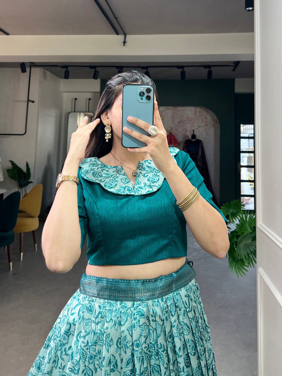Captivating Teal Floral Co-ord Lehenga Set - Perfect for Weddings & Festive Occasions