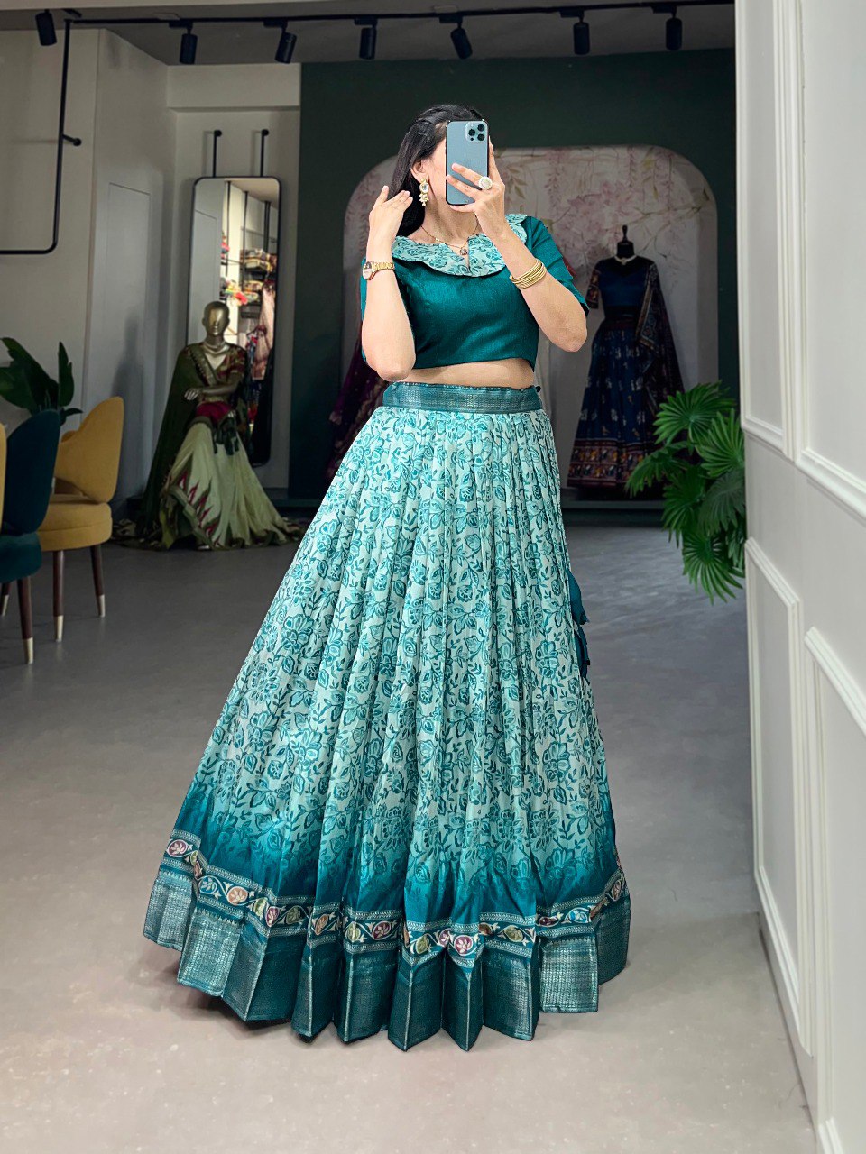 Captivating Teal Floral Co-ord Lehenga Set - Perfect for Weddings & Festive Occasions