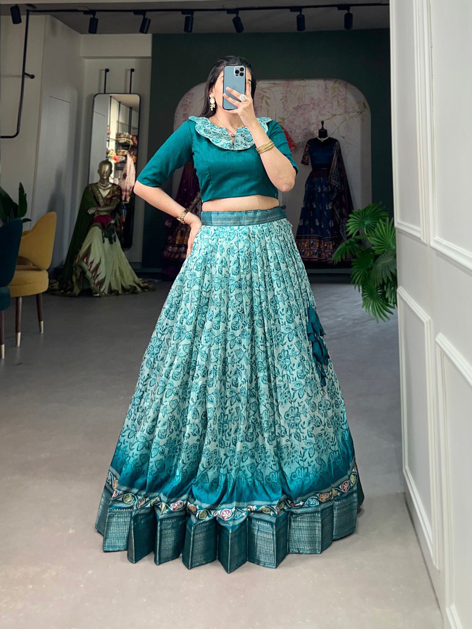 Captivating Teal Floral Co-ord Lehenga Set - Perfect for Weddings & Festive Occasions