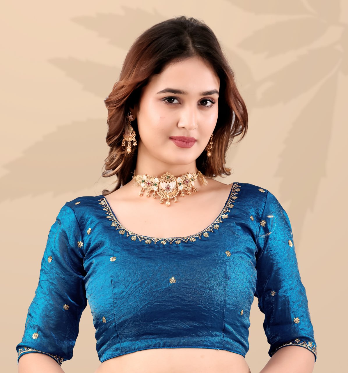Teal Frendi Silk Saree with Sequin Work
