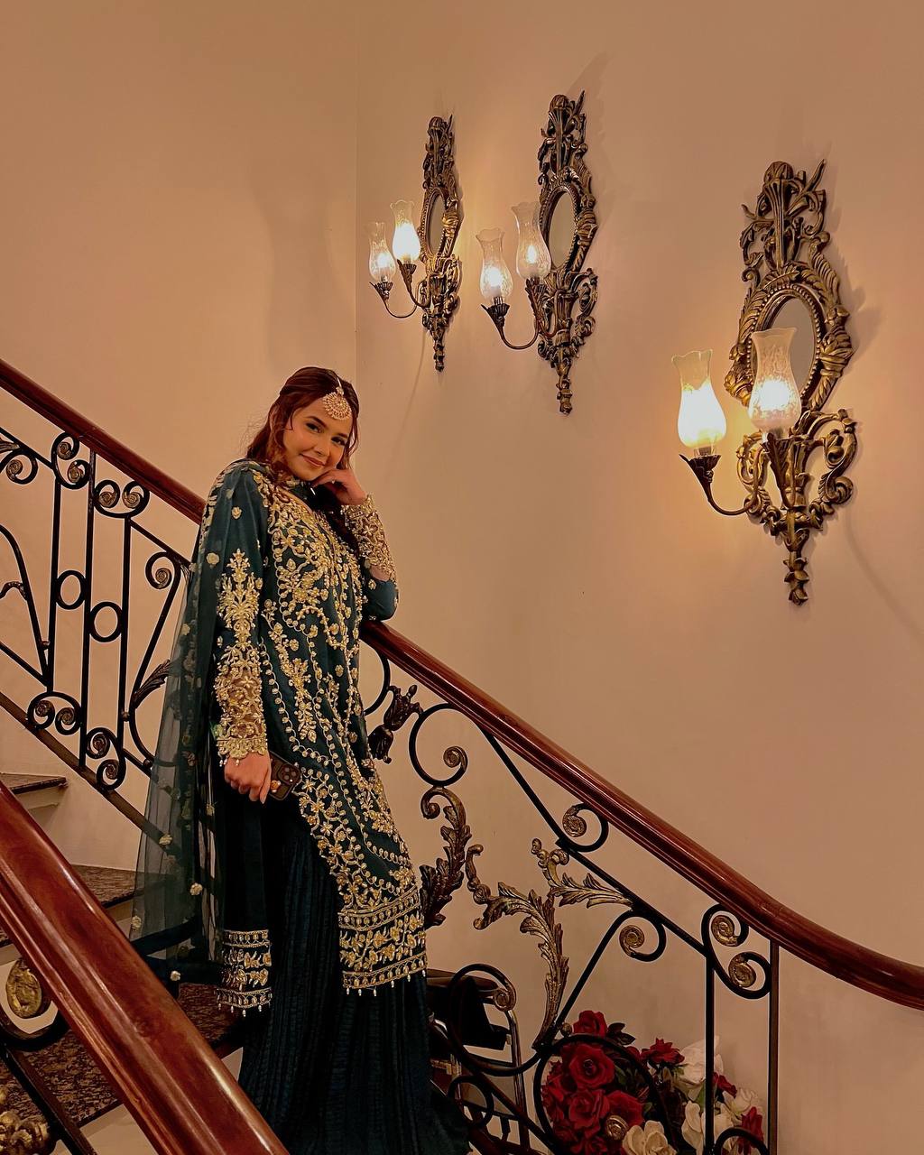 Teal Heavy Faux Georgette Embroidered Palazzo Set with 5mm Sequin & Rivet Moti Work, Fancy Latkan Border & Dupatta