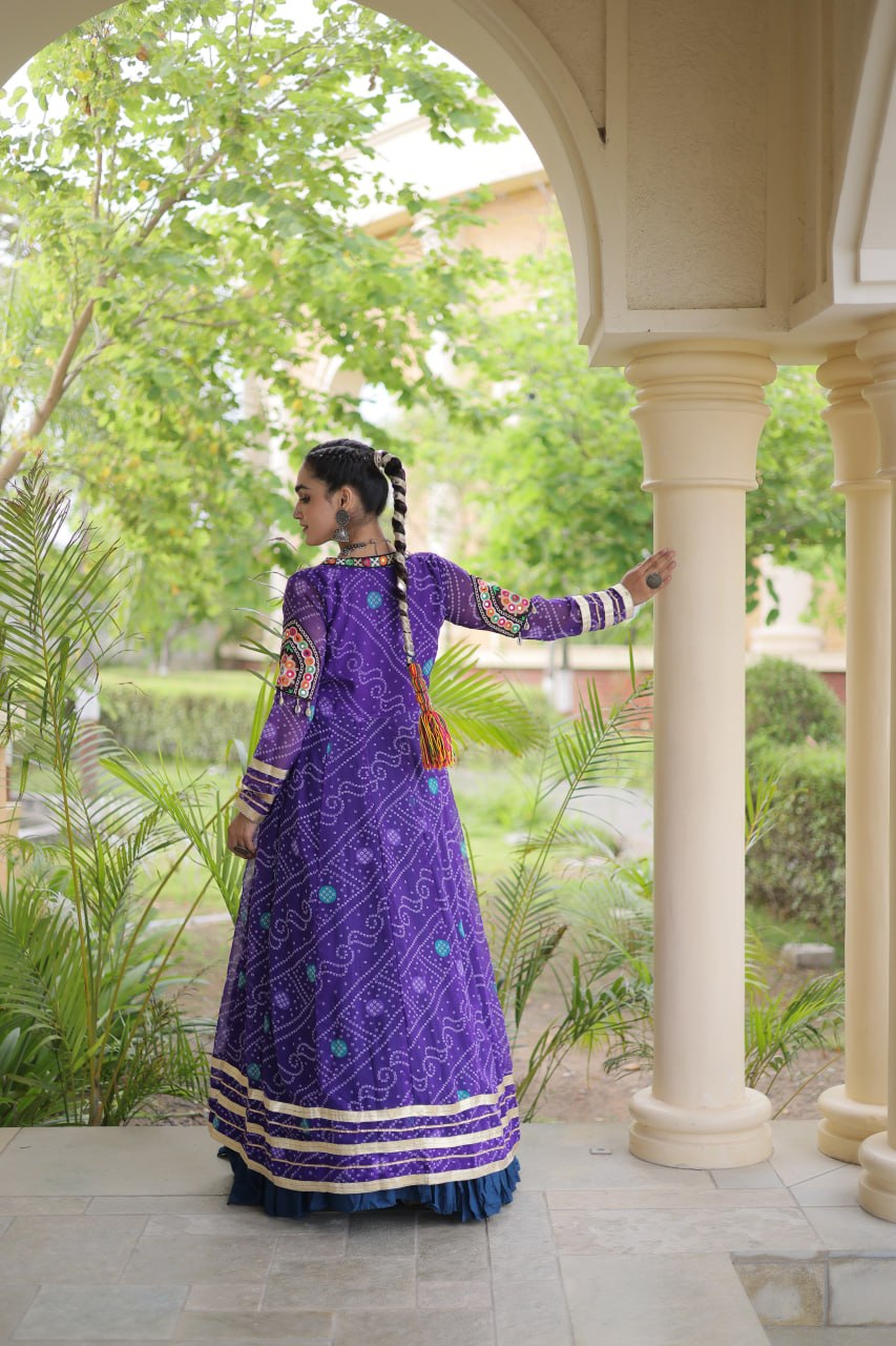 Teal Lehenga with Bandhani Shrug