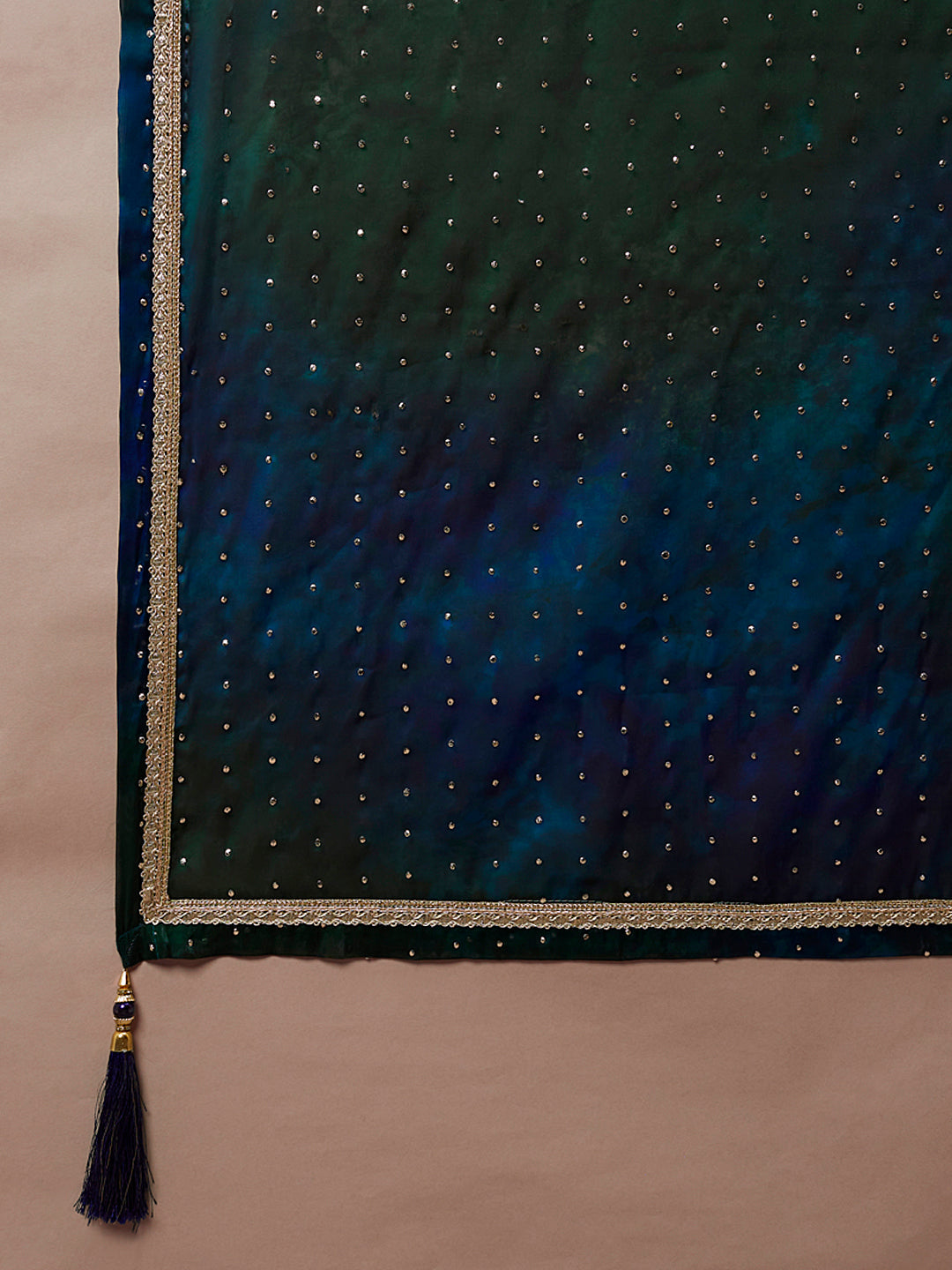Teal Organza Digital Shibori Printed Semi-Stitched Lehenga choli & Dupatta