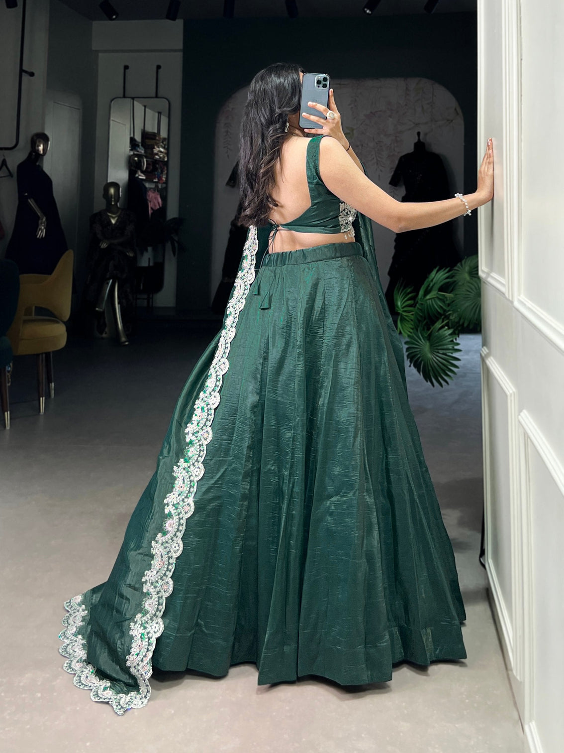 Teal Radiant Gold Crush Lehenga Set – Luxe Elegance with Jarkan Diamond & Sequin Embroidery