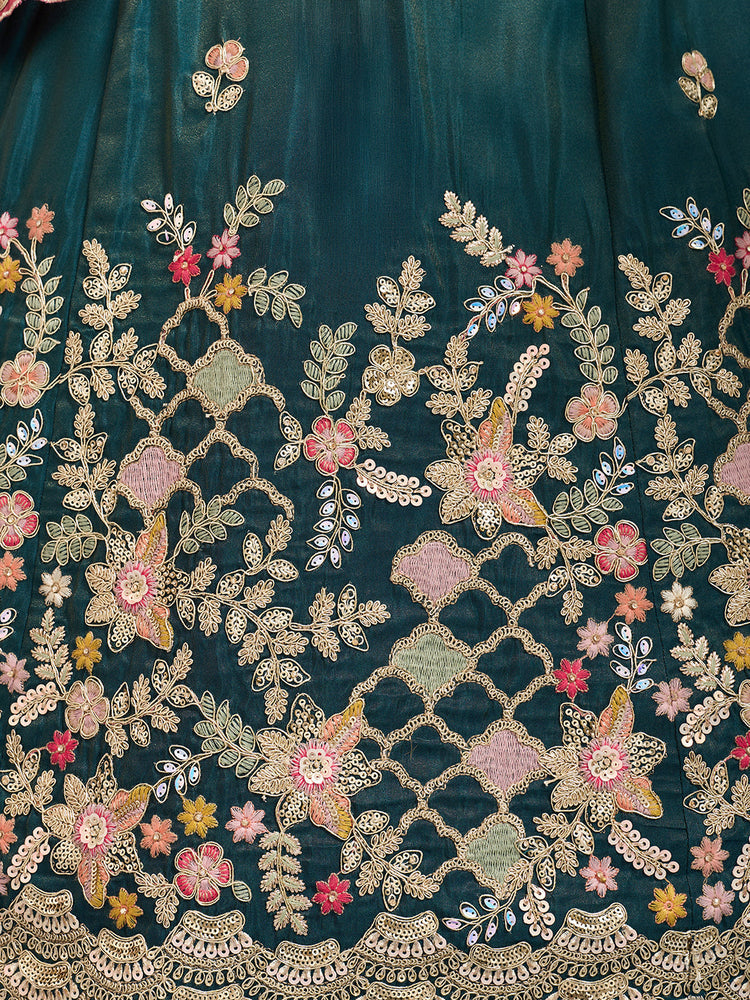 Tissue Sequins Embroidered Semi-Stitched Lehenga & Unstitched Blouse With Dupatta