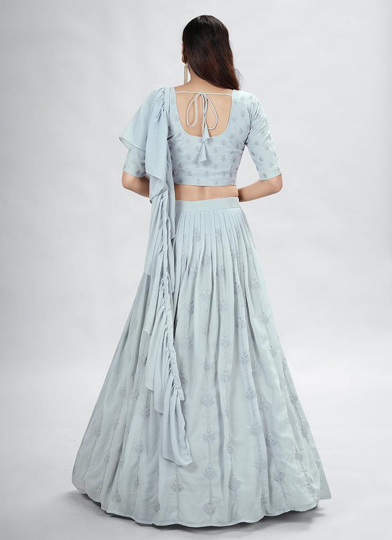 Thread Work Grey Designer Chaniya Choli