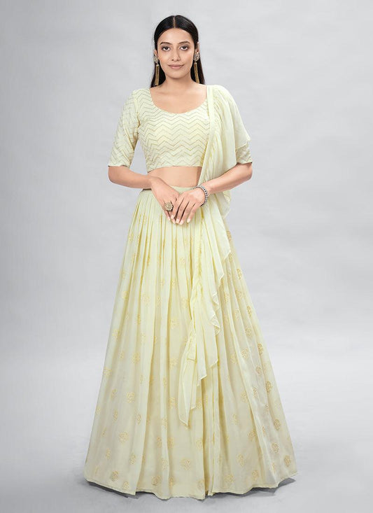 Thread Work Yellow Designer Chaniya Choli