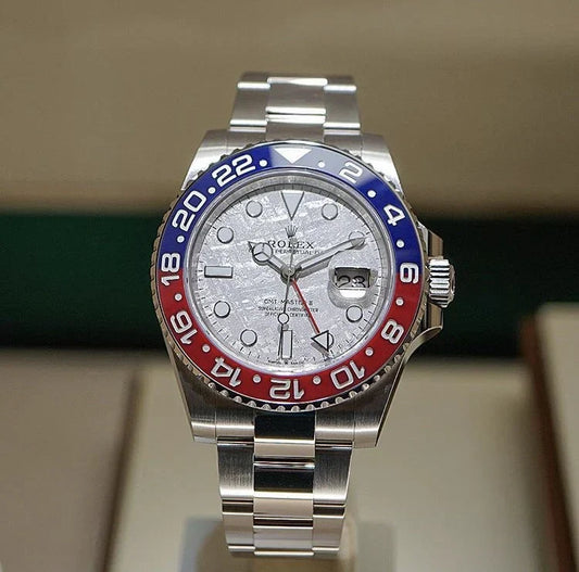 Rolex Gmt-Master Ii Automatic Meteorite Dial Pepsi Bezel 40Mm 18Kt White Gold Men’S Watch