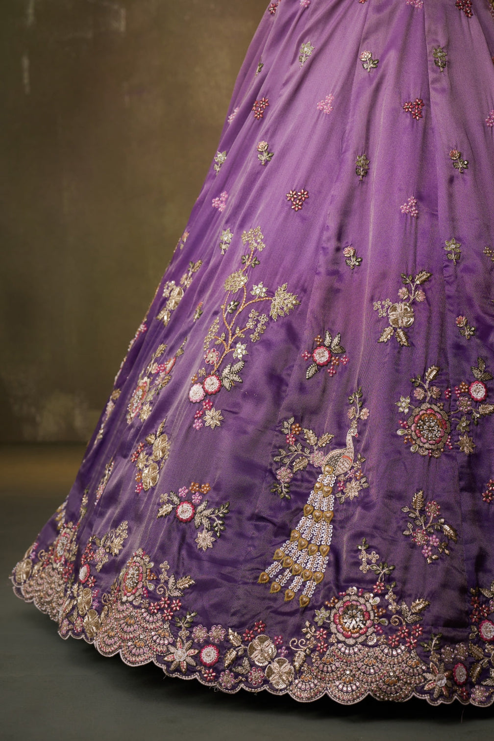 Tissue Sequins Embroidered Semi-Stitched Lehenga & Unstitched Blouse With Dupatta