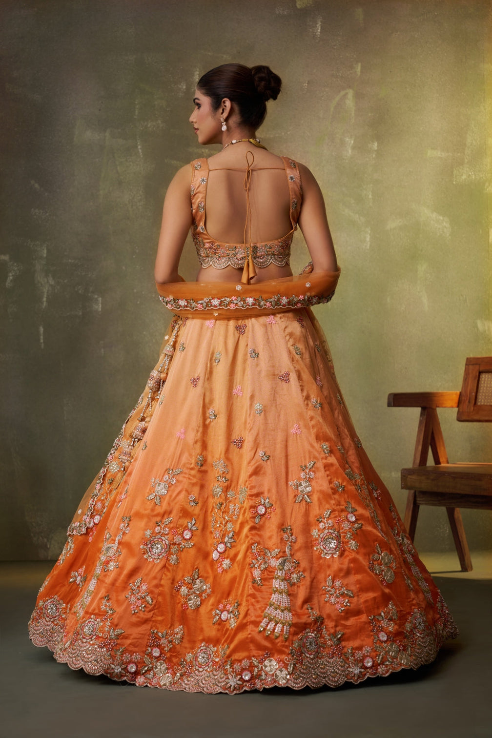 Tissue Sequins Embroidered Semi-Stitched Lehenga & Unstitched Blouse With Dupatta
