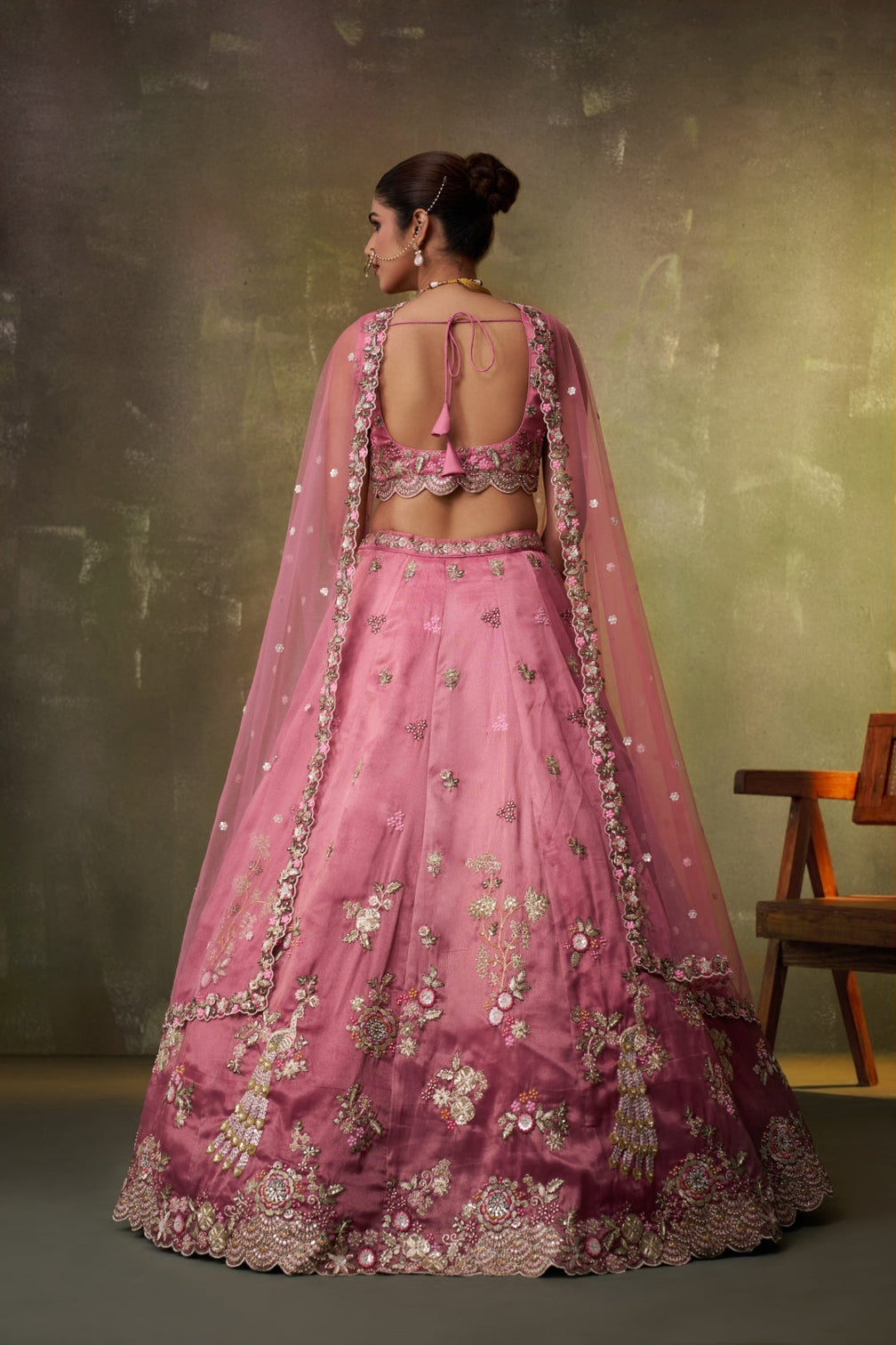 Tissue Sequins Embroidered Semi-Stitched Lehenga & Unstitched Blouse With Dupatta