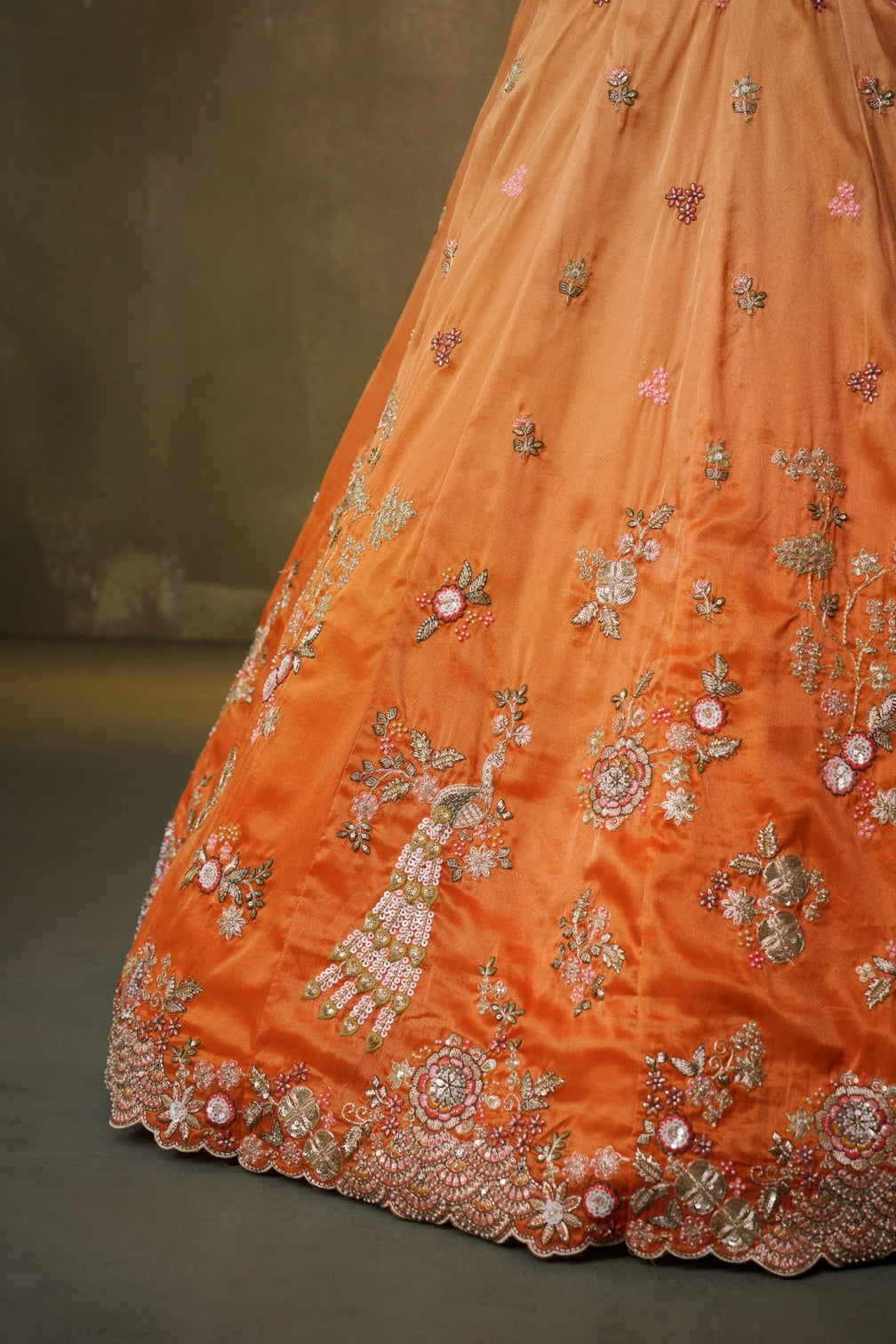 Tissue Sequins Embroidered Semi-Stitched Lehenga & Unstitched Blouse With Dupatta