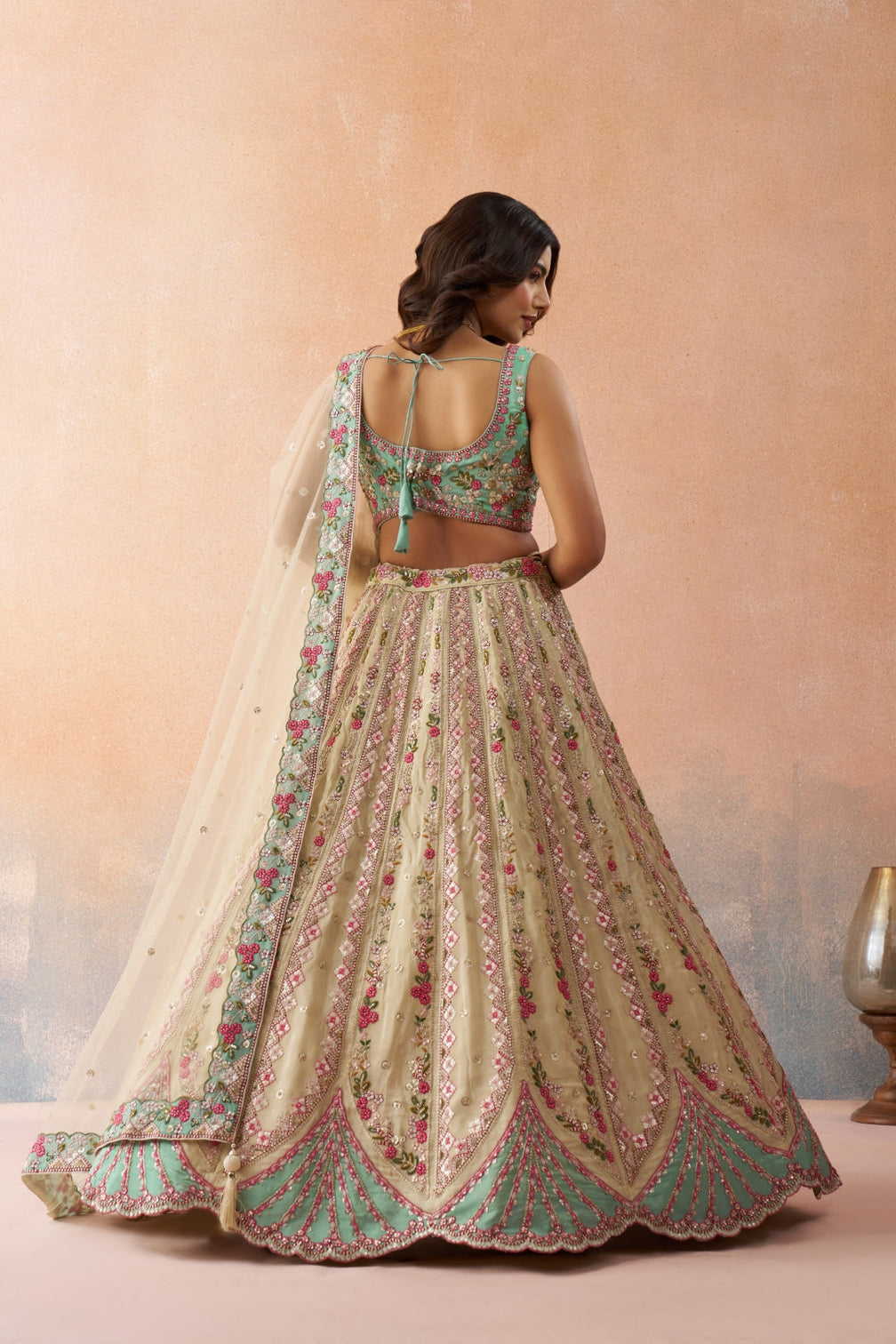 Tissue Sequins Embroidered Semi-Stitched Lehenga & Unstitched Blouse With Dupatta