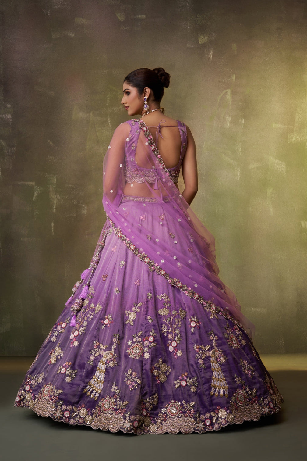 Tissue Sequins Embroidered Semi-Stitched Lehenga & Unstitched Blouse With Dupatta
