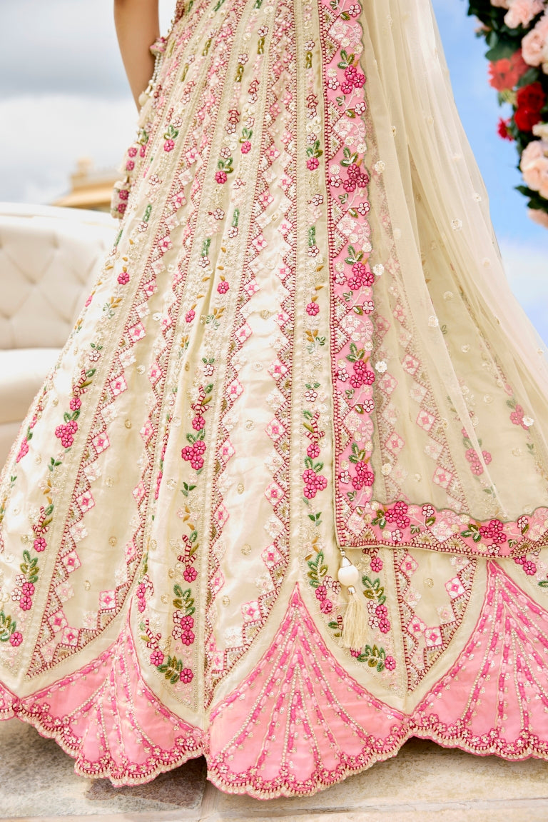 Tissue Sequins Embroidered Semi-Stitched Lehenga & Unstitched Blouse With Dupatta