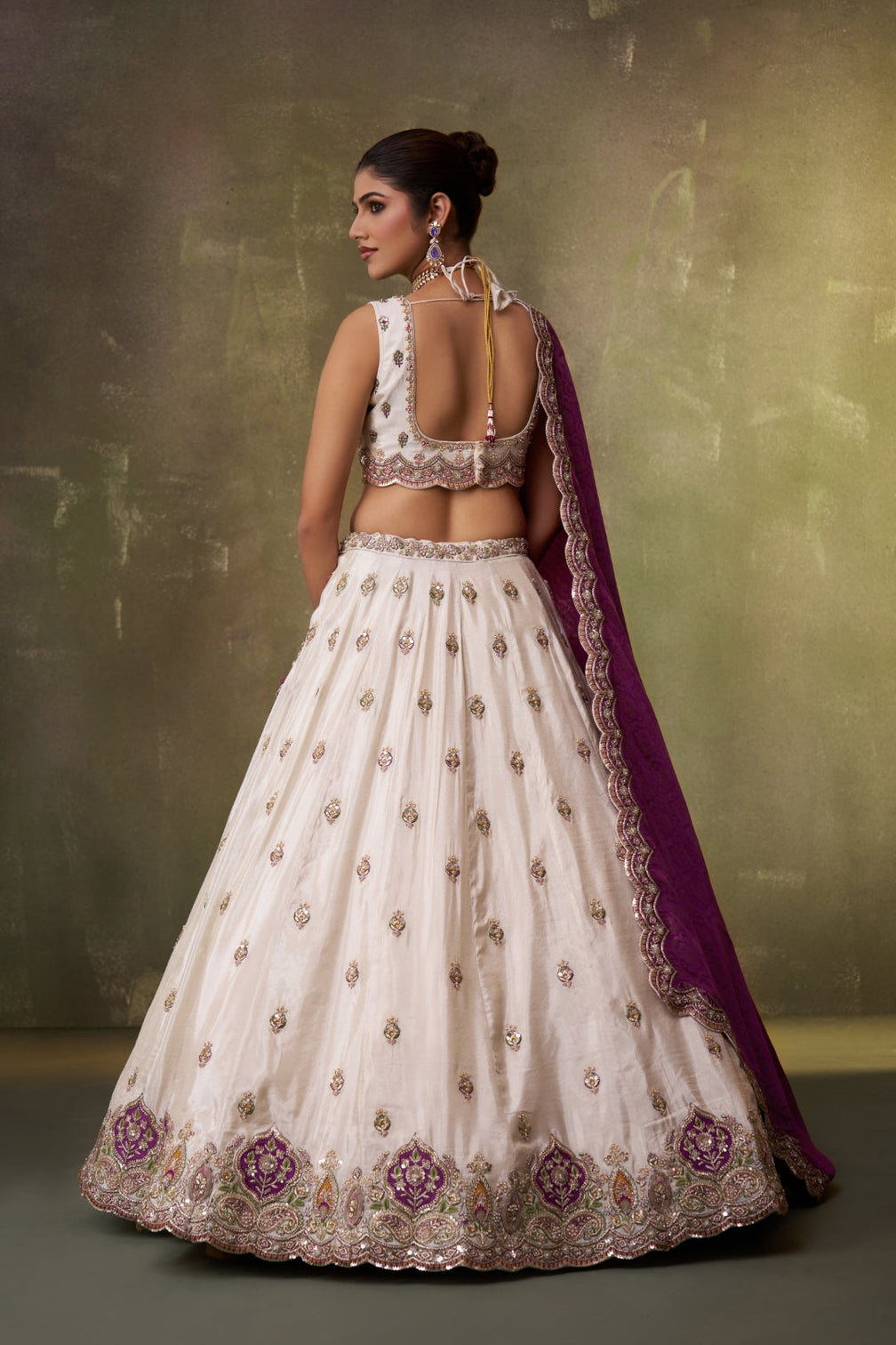 Tissue Sequins Thread & Embroidered Semi-Stitched Lehenga & Unstitched Blouse With Dupatta