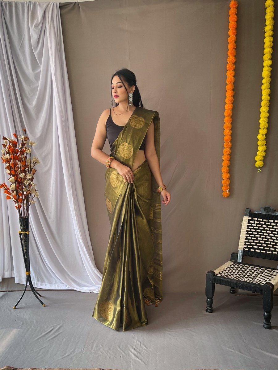Pesto Saree in Tissue Woven Silk
