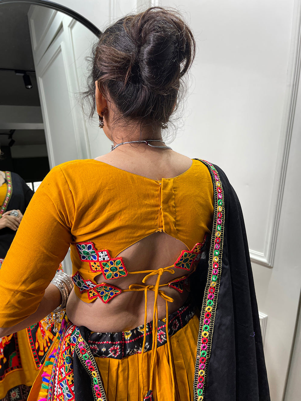Mustard Color Gamthi Patch Work Cotton Garba Choli
