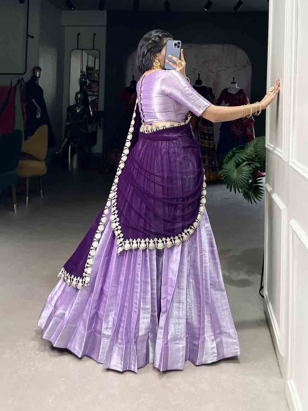 Lavender color paithani lehenga choli