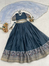 Silk Lehenga with Weaving Border and Zari Work for Bridal Functions