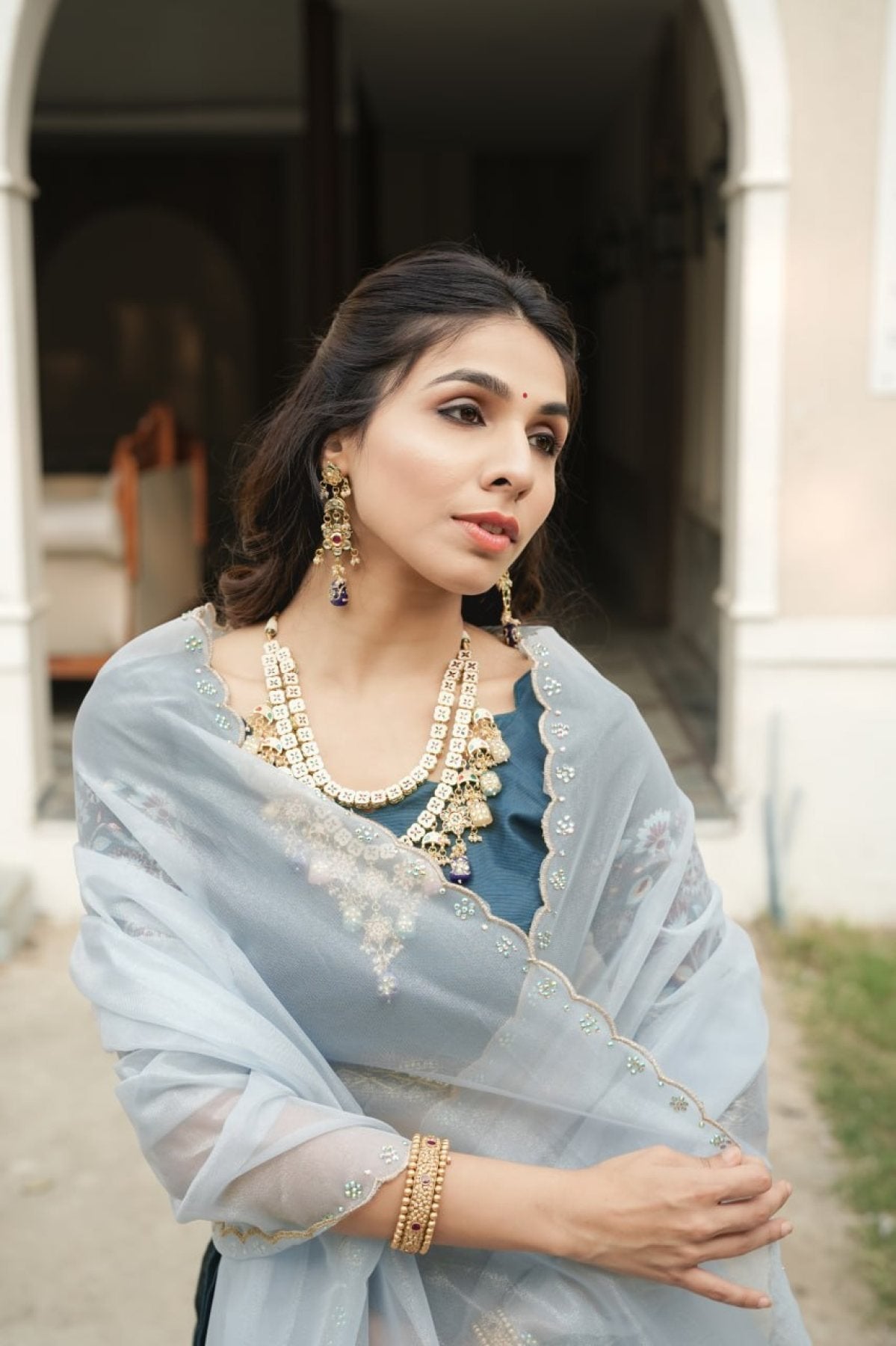 Silk Lehenga with Weaving Border and Zari Work for Bridal Functions