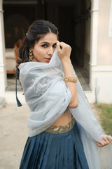 Silk Lehenga with Weaving Border and Zari Work for Bridal Functions