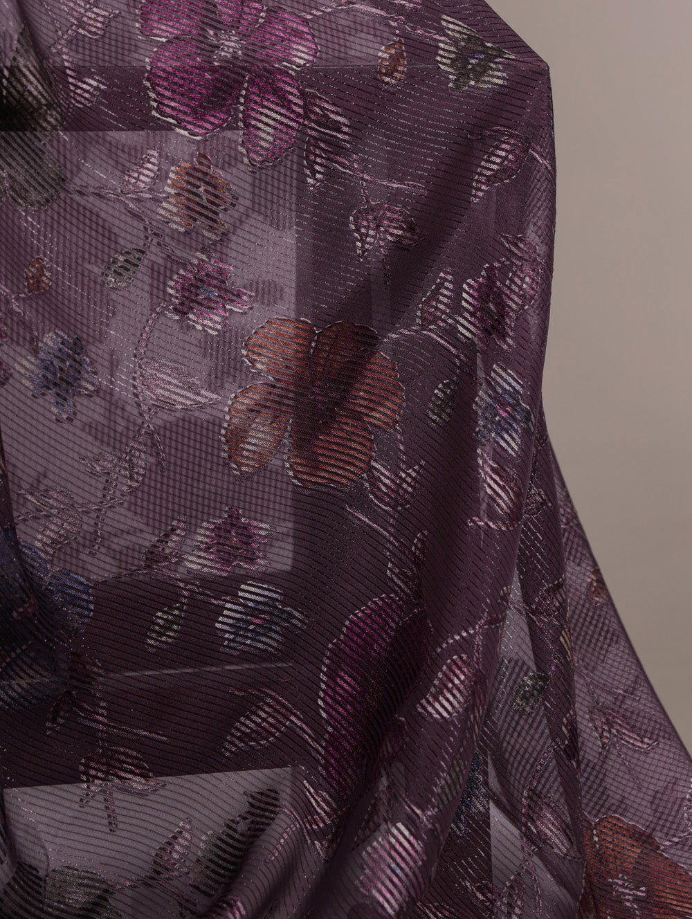Wine lurex brasso saree with floral viscose brasso natural silk blouse