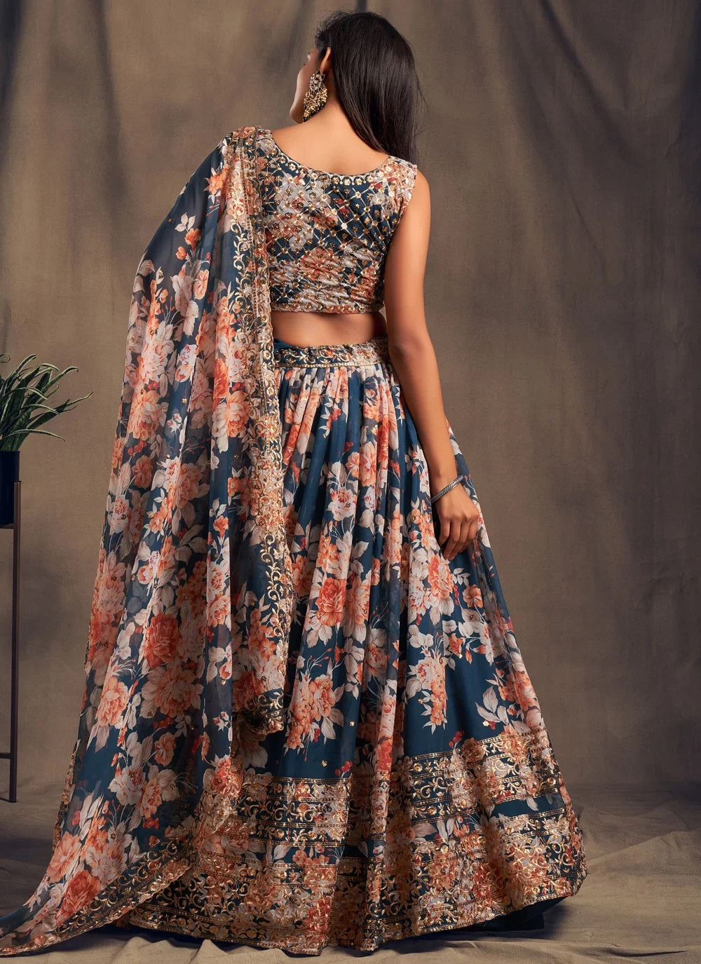 Trending organza sequins zari embroidered lehenga