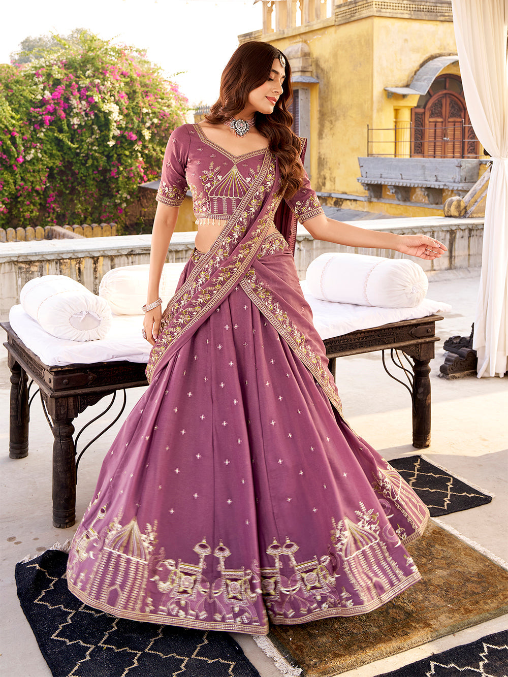 Lavender color chocolate crush chaniya choli