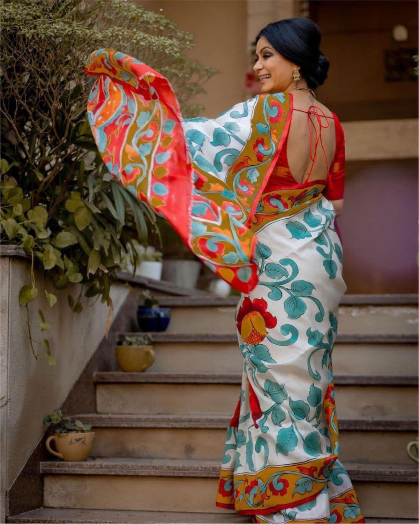 Digital Print Linen Saree For Women