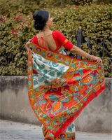 Digital Print Linen Saree For Women