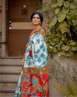 Digital Print Linen Saree For Women